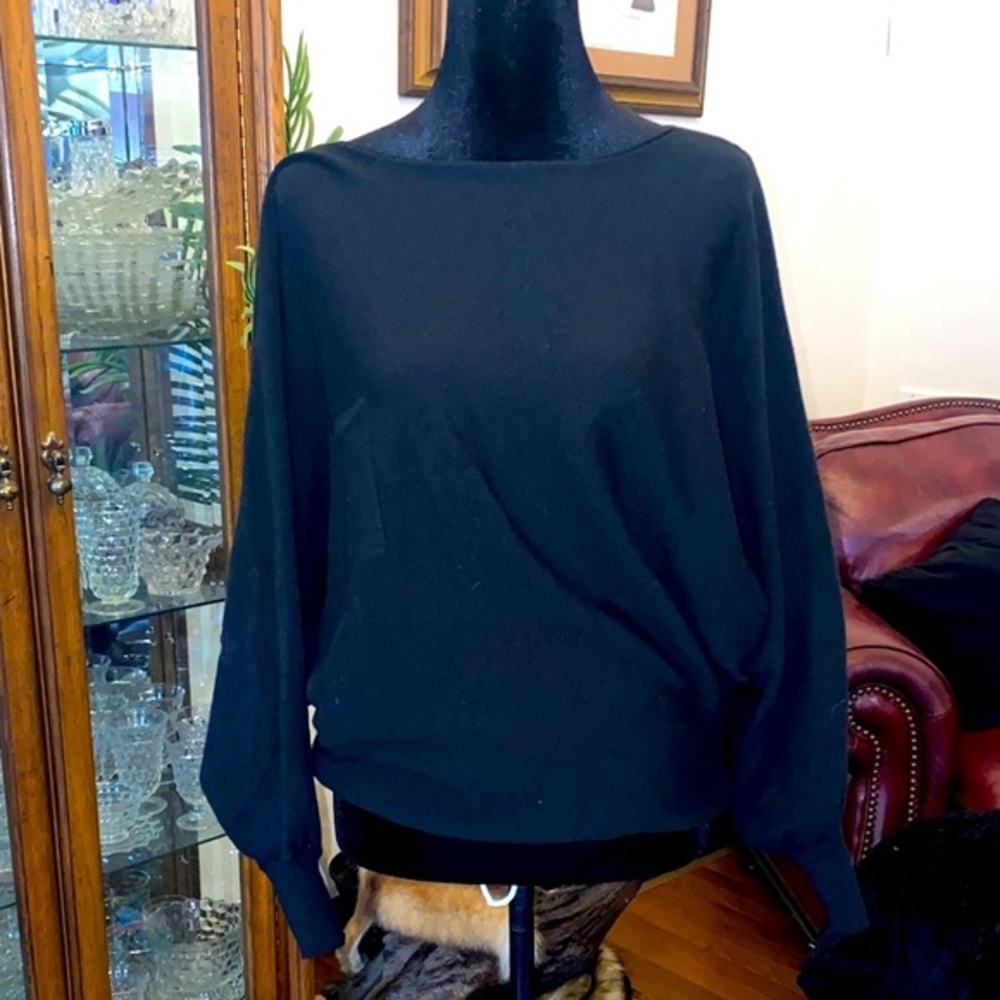 Hem and thread  Black Women's Sweater boatneck dolman sleeve